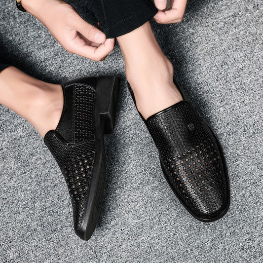 Chaussures habillées respirantes en cuir tressé pour hommes - Damian