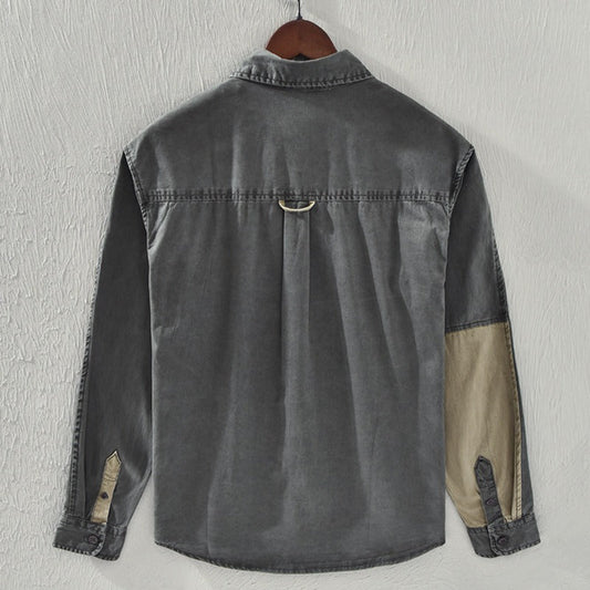 Lässiges Baumwollshirt mit zweifarbigen Taschen - Yaren
