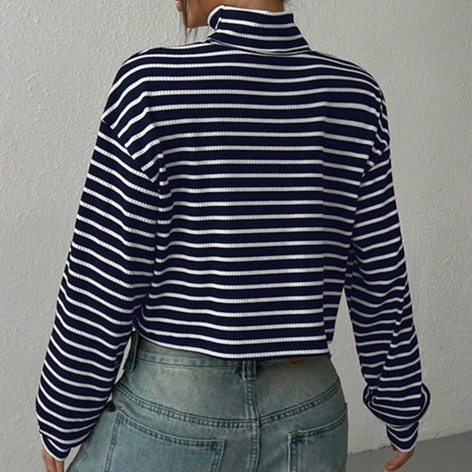 Top crop à manches longues et côtes pour femmes - Léonie