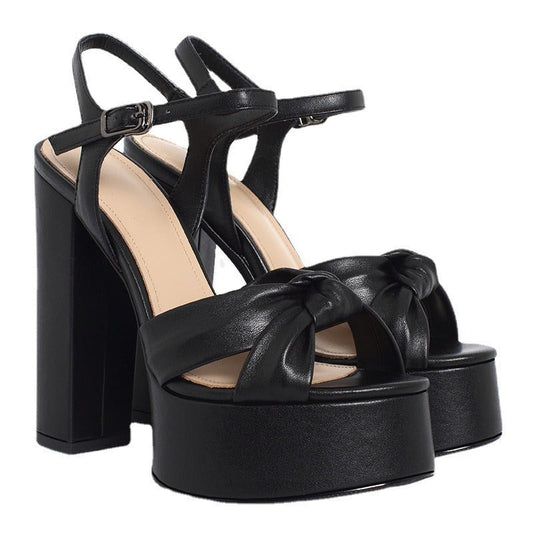 Sandales à plateforme pour femmes en cuir synthétique avec design noué - Mireille