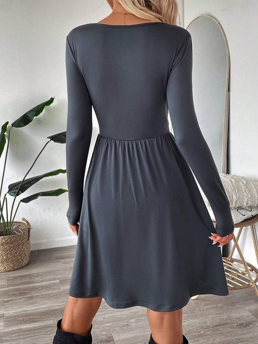 Robe en maille douce avec boutons pour femme - Athena