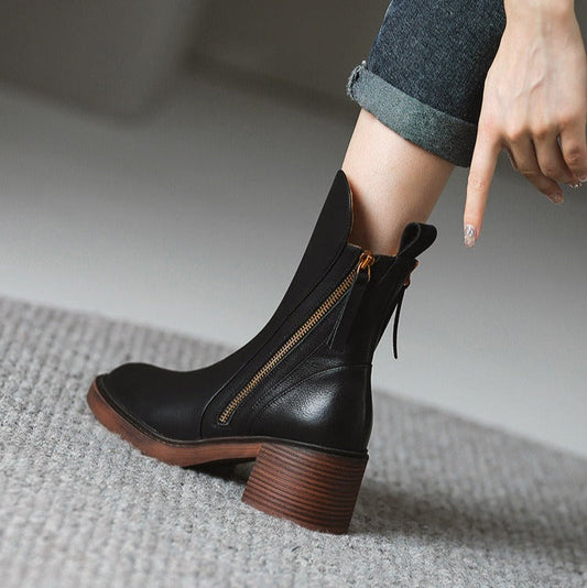 Bottines à plateforme haute pour femmes avec fermeture éclair sur le côté, style moderne - Grega