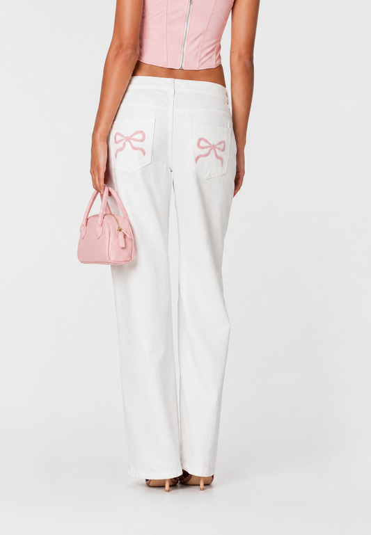 Jean femme taille basse, jambes larges et longues - Kerstin