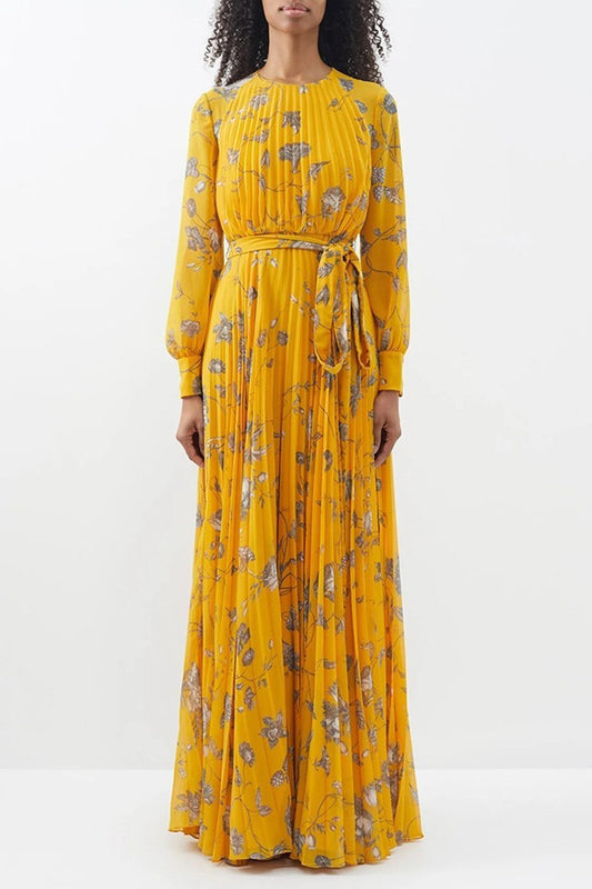 Marleen Robe maxi plissée en mousseline de soie