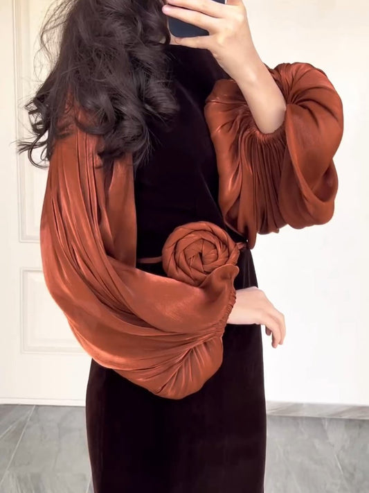 Visona - Mode Robe maxi à manches bouffantes