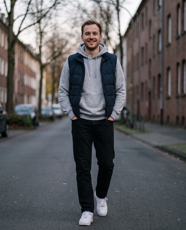 Herrenpullover mit und ohne Kapuze