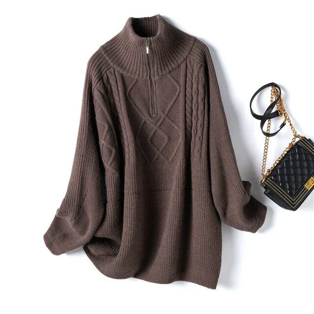 Hanna - Rollkragenpullover mit geometrischem Zopfmuster