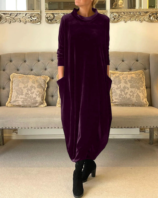 Charm - Robe en velours avec poches et collier