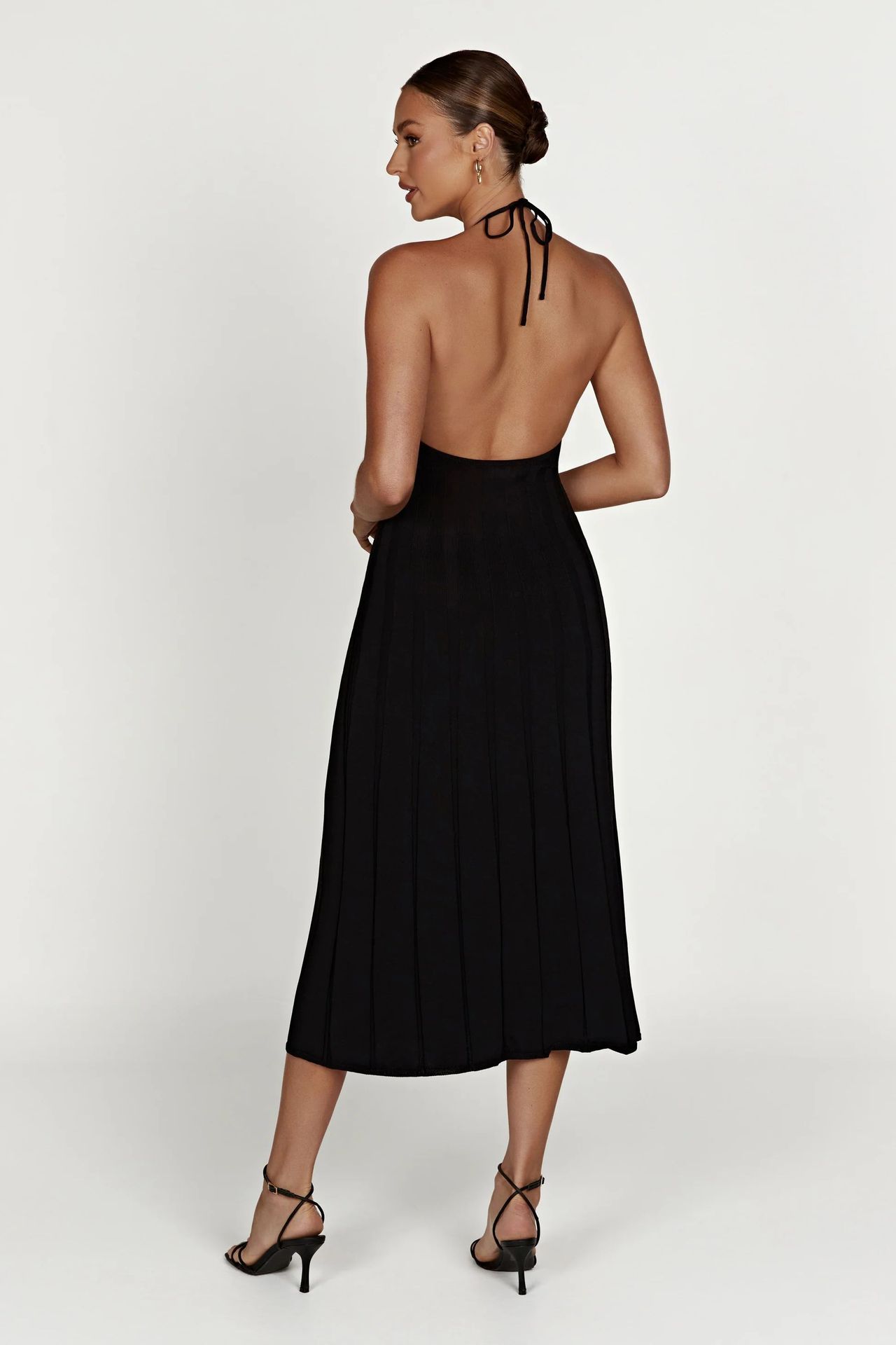 Midikleid aus gewebtem Plissee mit Neckholder - Dalila