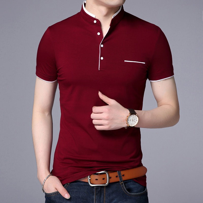 Kurzärmeliges Herren-Poloshirt aus Baumwolle mit modernem Kragen - Álvaro