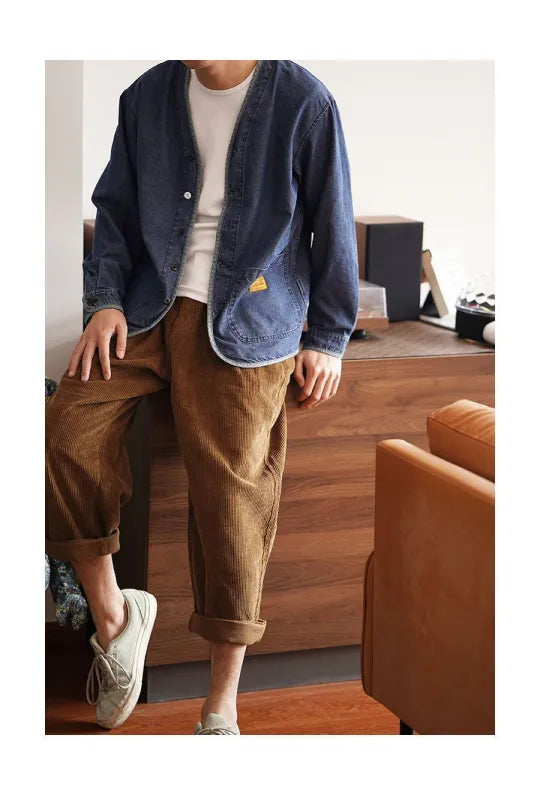 Herren-Jeansjacke mit V-Ausschnitt - Milo