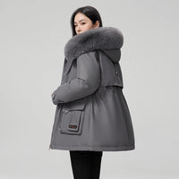 Manteau matelassé pour femme avec col en fourrure synthétique - Mirela
