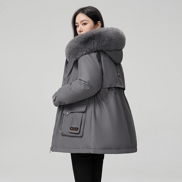 Manteau matelassé pour femme avec col en fourrure synthétique - Mirela