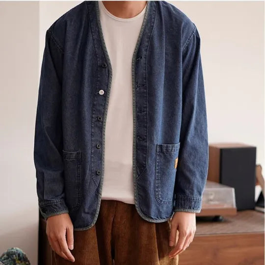 Herren-Jeansjacke mit V-Ausschnitt - Milo