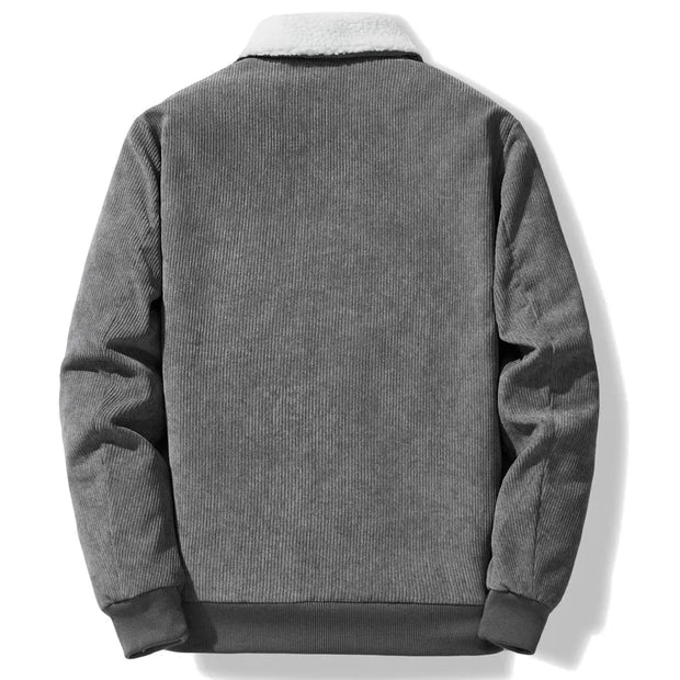 Henry - Manteau Côtelé d'Hiver Homme Doublé en Polaire avec Col Montant