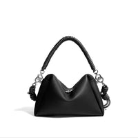 Sac à bandoulière en cuir véritable pour femme avec poignée tressée design moderne - Mireya