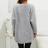 Karina - Gemütlicher Fleece-Pullover mit Knopfdetail