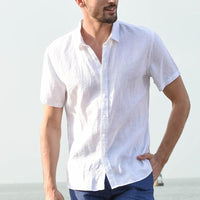 Chemise en lin pour homme, manches courtes, style décontracté - Ivan