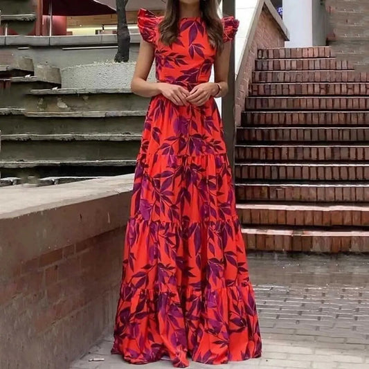 Robe longue femme à imprimé floral et dos ouvert - Mariluz