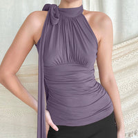 Blouse plissée à dos nu pour femme - Florence