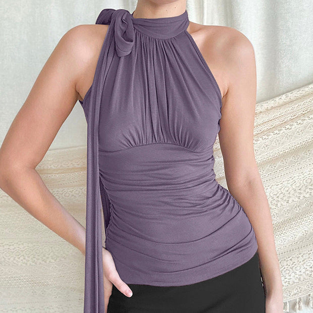 Blouse plissée à dos nu pour femme - Florence