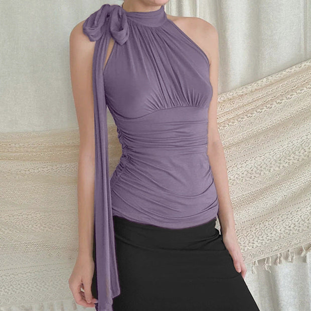 Blouse plissée à dos nu pour femme - Florence