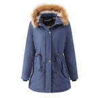 Damen Steppjacke mit Kunstfellkapuze - Doriana