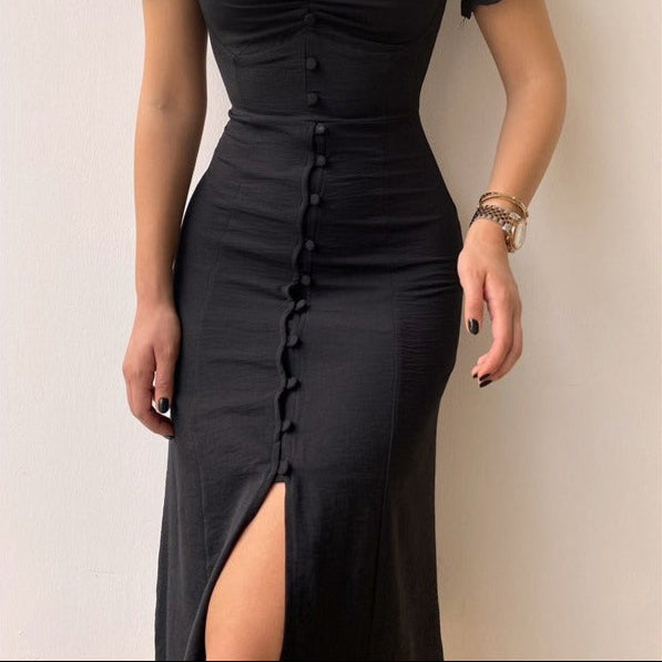 Damen Midikleid mit Zierknöpfen im romantischen Stil - Clara
