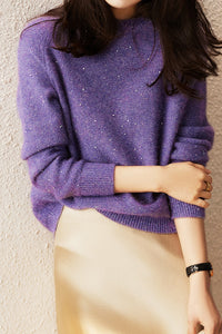 Sama Pull à col rond à paillettes