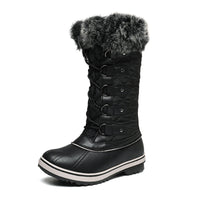 Flache Damenstiefel mit hohem Schaft und Schnürverschluss - Aelira