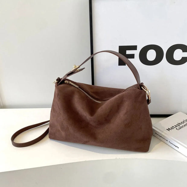 Sac à bandoulière en daim souple de style rétro pour femmes - Maëlle
