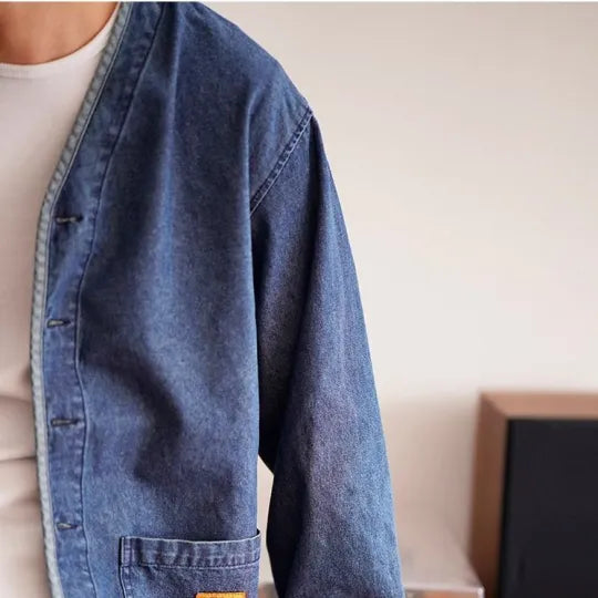 Herren-Jeansjacke mit V-Ausschnitt - Milo