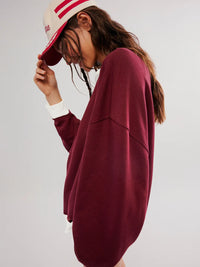 Linda - Pull Sweat Coloré à Manches Lanternes Décontracté