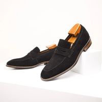 Mocassins classiques en cuir velours marron pour hommes - Lancaster