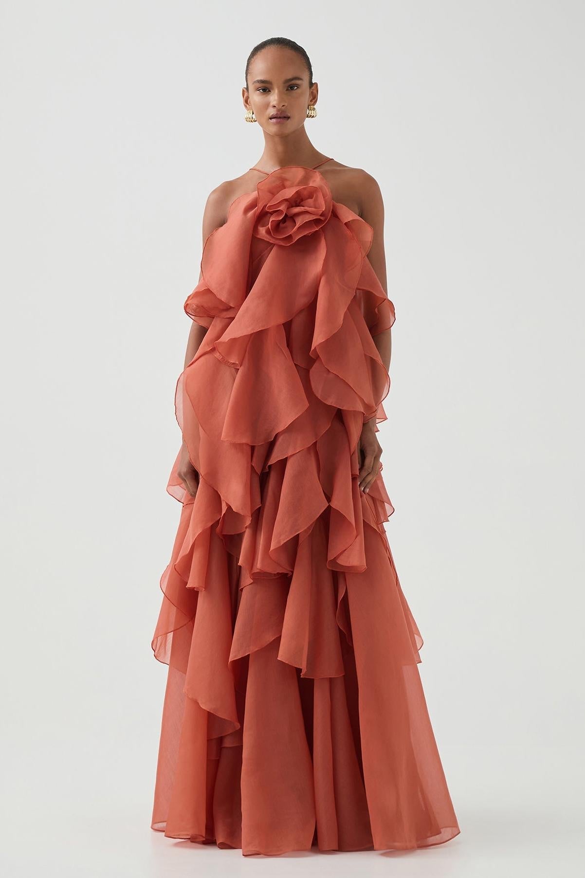 Maxikleid mit Blumenfront für Frauen - Anneliese