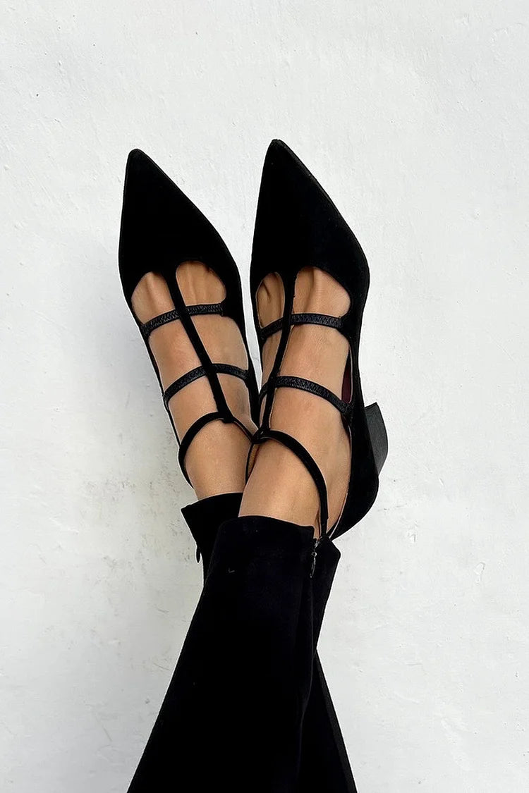 Damenschuhe mit dünnen Riemen und niedrigem Absatz - Aurore