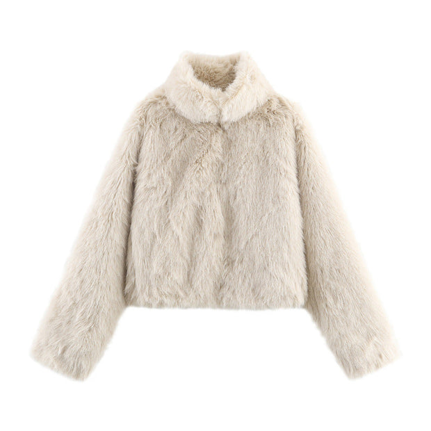 Damenmantel mit Pelzeffekt kurze Wintersilhouette - Dagny