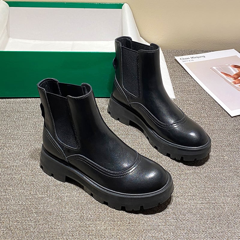 Damenstiefel mit Ledereffekt und seitlichem Gummizug - Gamblin