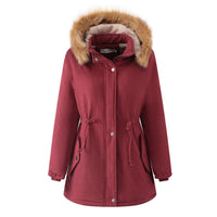 Veste matelassée pour femme avec capuche en fourrure synthétique - Doriana