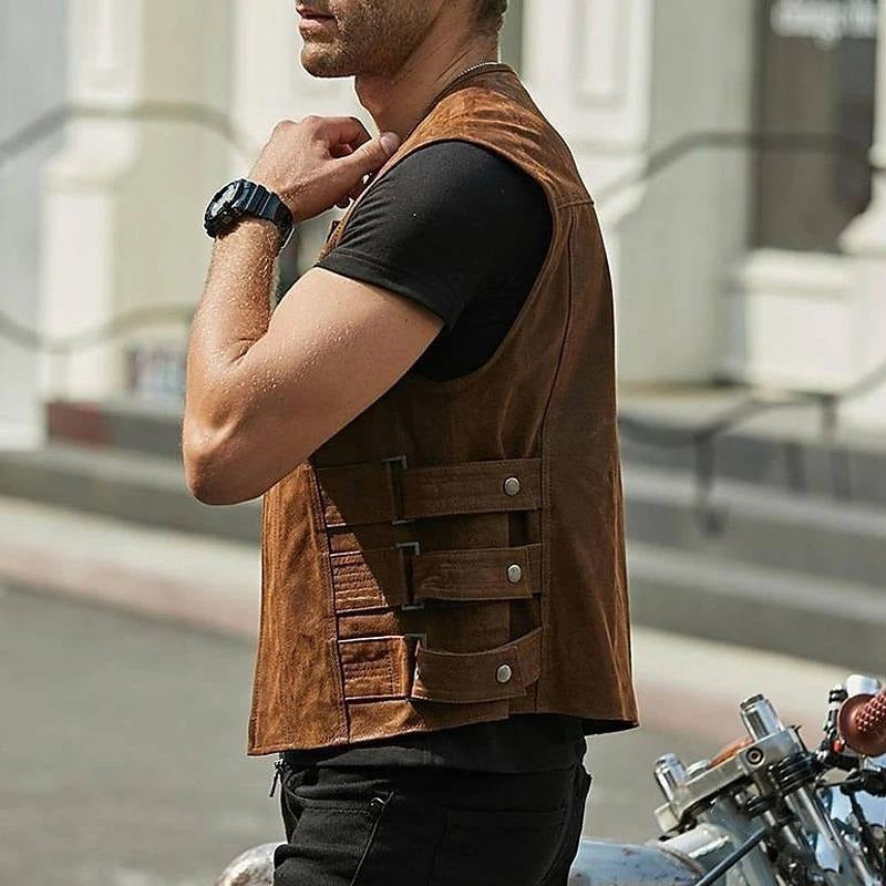 Herrenweste aus Kunstleder im Bikerstil - Ernesto