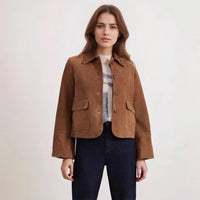 Veste courte en daim avec poches avant pour femmes - Alenor