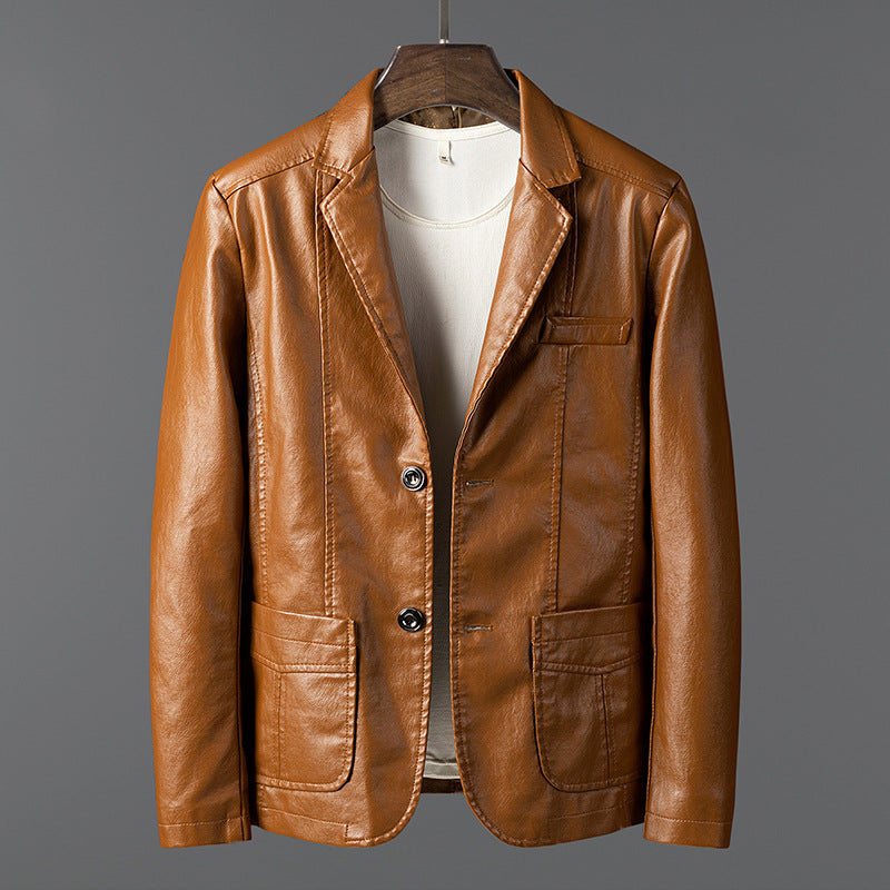 Herrenjacke mit Glattledereffekt - Maël
