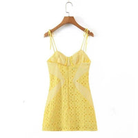 Liana - Robe jaune avec broderie