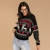 Weihnachtspullover für Frauen gestrickt mit Rentieren und Herzen - Tania