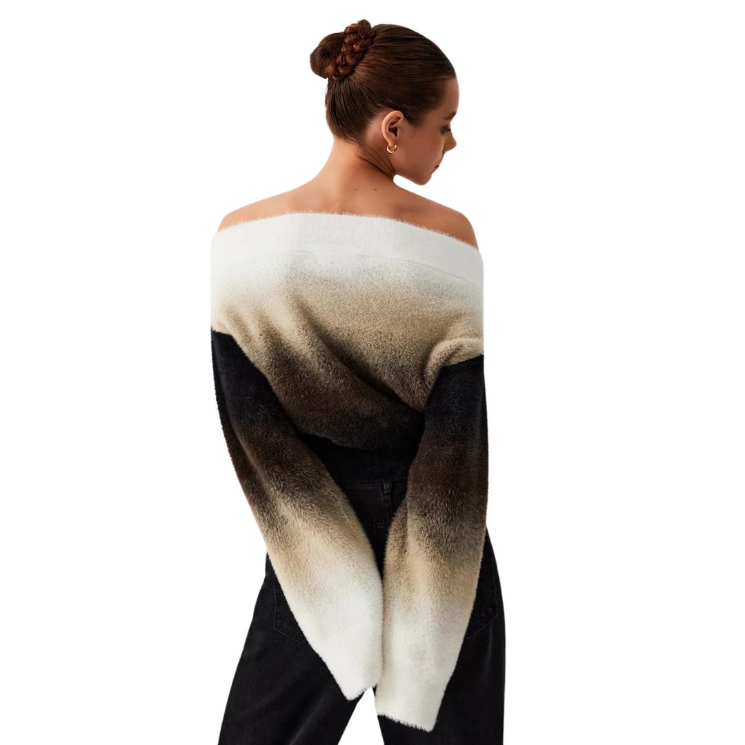 Clarissa - Pull en maille moelleux à gradient sans épaules