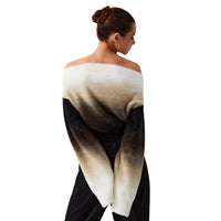Clarissa - Schulterfreier Gradient Flauschiger Strickpullover