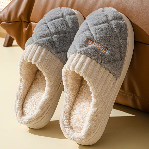 Chaussons d'hiver unisexes peluche anti-dérapant Rombe - Elen