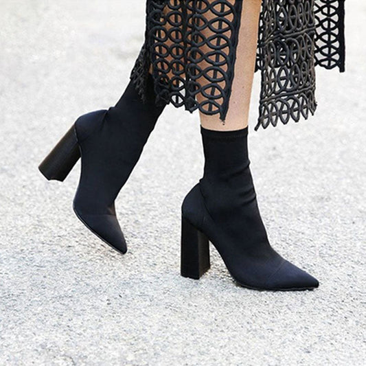 Soauzha - Bottes à Talons Épais en Laine