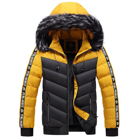 Veste matelassée pour homme avec capuche en fourrure synthétique - Elian