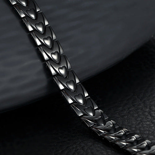 Bracelet en acier inoxydable titane avec aimants design cœur - Kronos